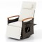 Brown Rattan Swivel Recliner Chair with Adjustable Backrest, Cushion and Foldable Side Table